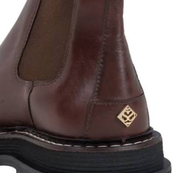 SANDRO Noha Leather Chelsea Boots Notched Gold size 38 39 7.5 - Picture 4 of 16